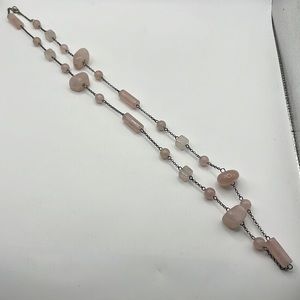 ROSE QUARTZ AND STERLING SILVER NECKLACE 30”